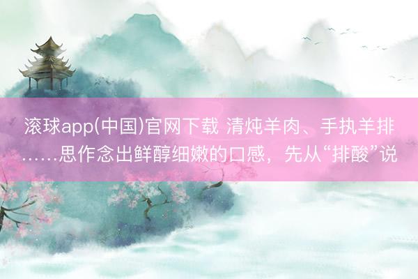 滚球app(中国)官网下载 清炖羊肉、手执羊排……思作念出鲜醇细嫩的口感，先从“排酸”说