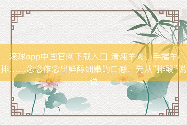 滚球app中国官网下载入口 清炖羊肉、手握羊排……念念作念出鲜醇细嫩的口感,先从“排酸”说