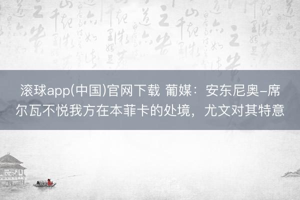 滚球app(中国)官网下载 葡媒：安东尼奥-席尔瓦不悦我方在本菲卡的处境，尤文对其特意