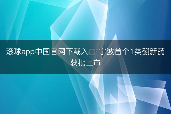 滚球app中国官网下载入口 宁波首个1类翻新药获批上市