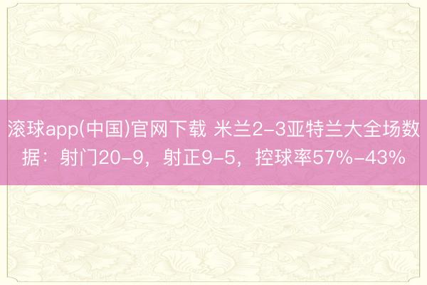 滚球app(中国)官网下载 米兰2-3亚特兰大全场数据：射门20-9，射正9-5，<a href=