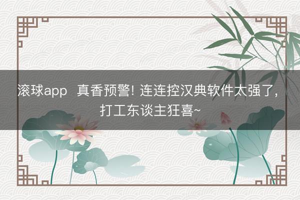 滚球app  真香预警! 连连控汉典软件太强了， 打工东谈主狂喜~
