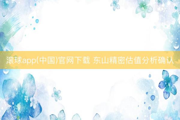 滚球app(中国)官网下载 东山精密估值分析确认