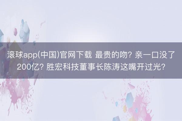 滚球app(中国)官网下载 最贵的吻? 亲一口没了200亿? 胜宏科技董事长陈涛这嘴开过光?