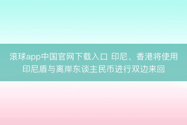 滚球app中国官网下载入口 印尼、香港将使用印尼盾与离岸东谈主民币进行双边来回