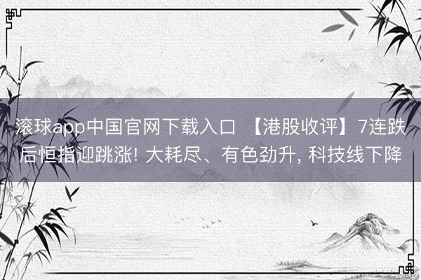 滚球app中国官网下载入口 【港股收评】7连跌后恒指迎跳涨! 大耗尽、有色劲升, 科技线下降