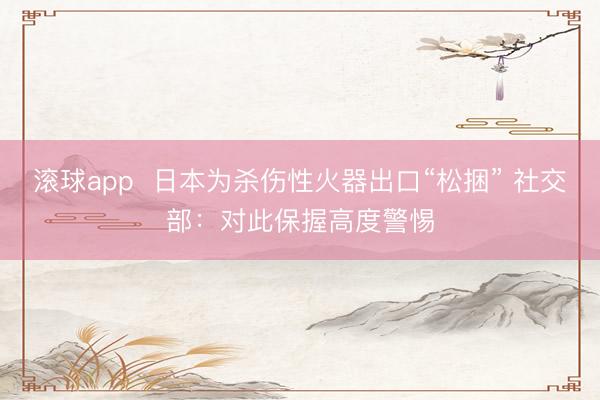 滚球app  日本为杀伤性火器出口“松捆” 社交部：对此保握高度警惕