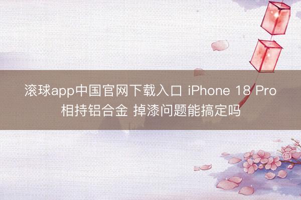 滚球app中国官网下载入口 iPhone 18 Pro相持铝合金 掉漆问题能搞定吗