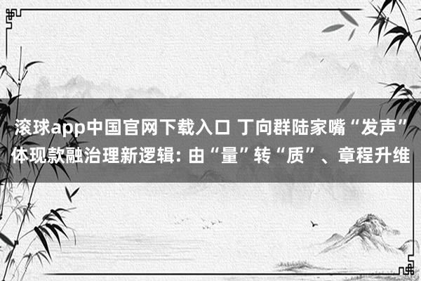 滚球app中国官网下载入口 丁向群陆家嘴“发声”体现款融治理新逻辑: 由“量”转“质”、章程升维